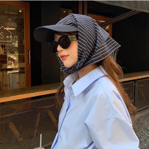 스카프볼캡 캡모자 두건 휴양지 기미가리는 모자 스트라이프 이미지 6