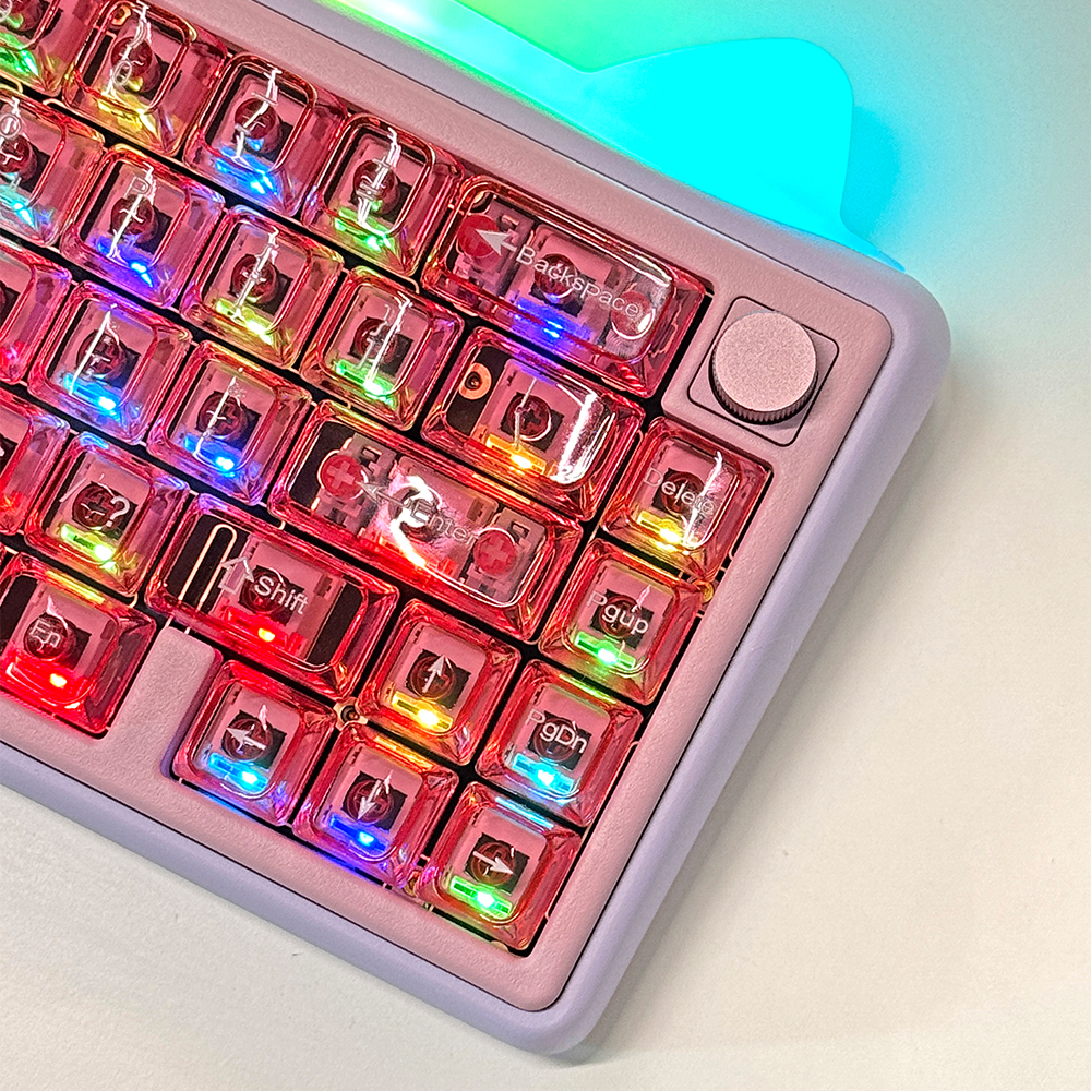 투명 키캡 아이스핑크 투명컬러 한글각인 PC LED 투과 OEM 프로파일 기계식키보드 이미지 8