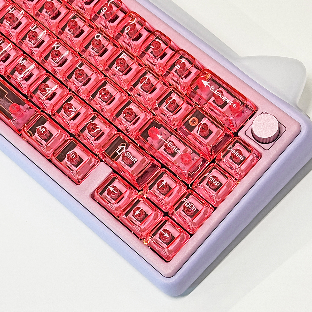 투명 키캡 아이스핑크 투명컬러 한글각인 PC LED 투과 OEM 프로파일 기계식키보드 - 상세 이미지 3