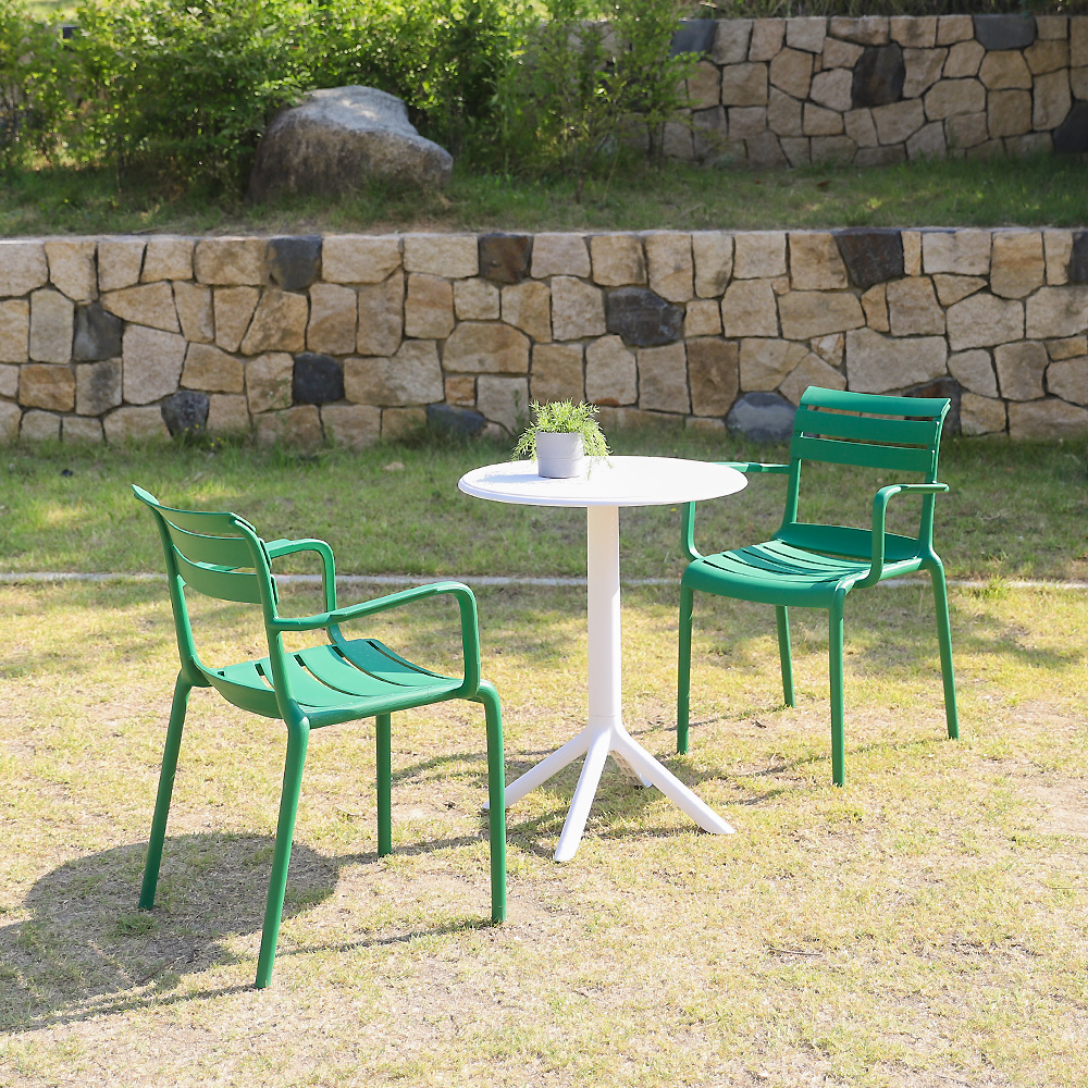 (2인세트)오로라 암체어 플라스틱 테라스 정원 카페 야외테이블 의자