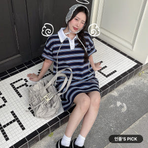 [N배송][제로스트릿] 스트라이프 카라 원피스 COLLAR STRIPE ... 착용 후기 | 사이즈/핏 총정리 - 상품 이미지 4