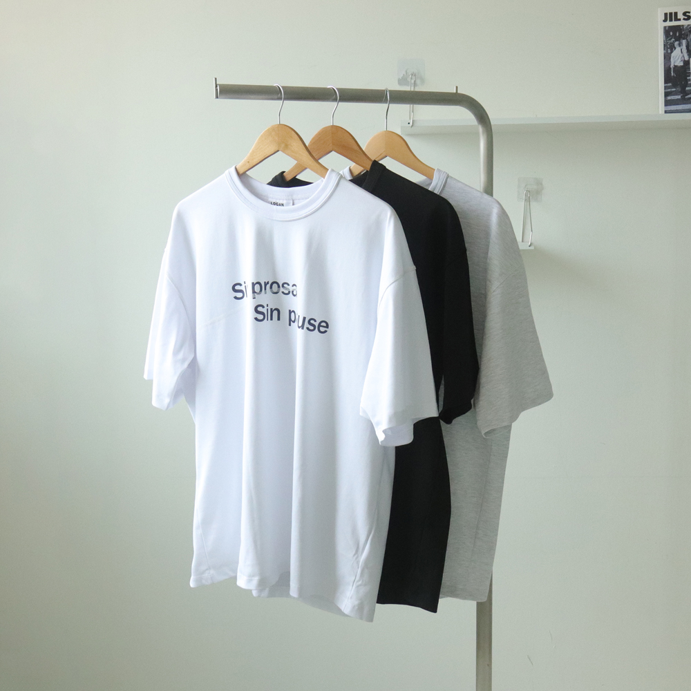 남자반팔티 자수 레터링 여름 티셔츠 남자오버핏반팔 - 상세 이미지 4