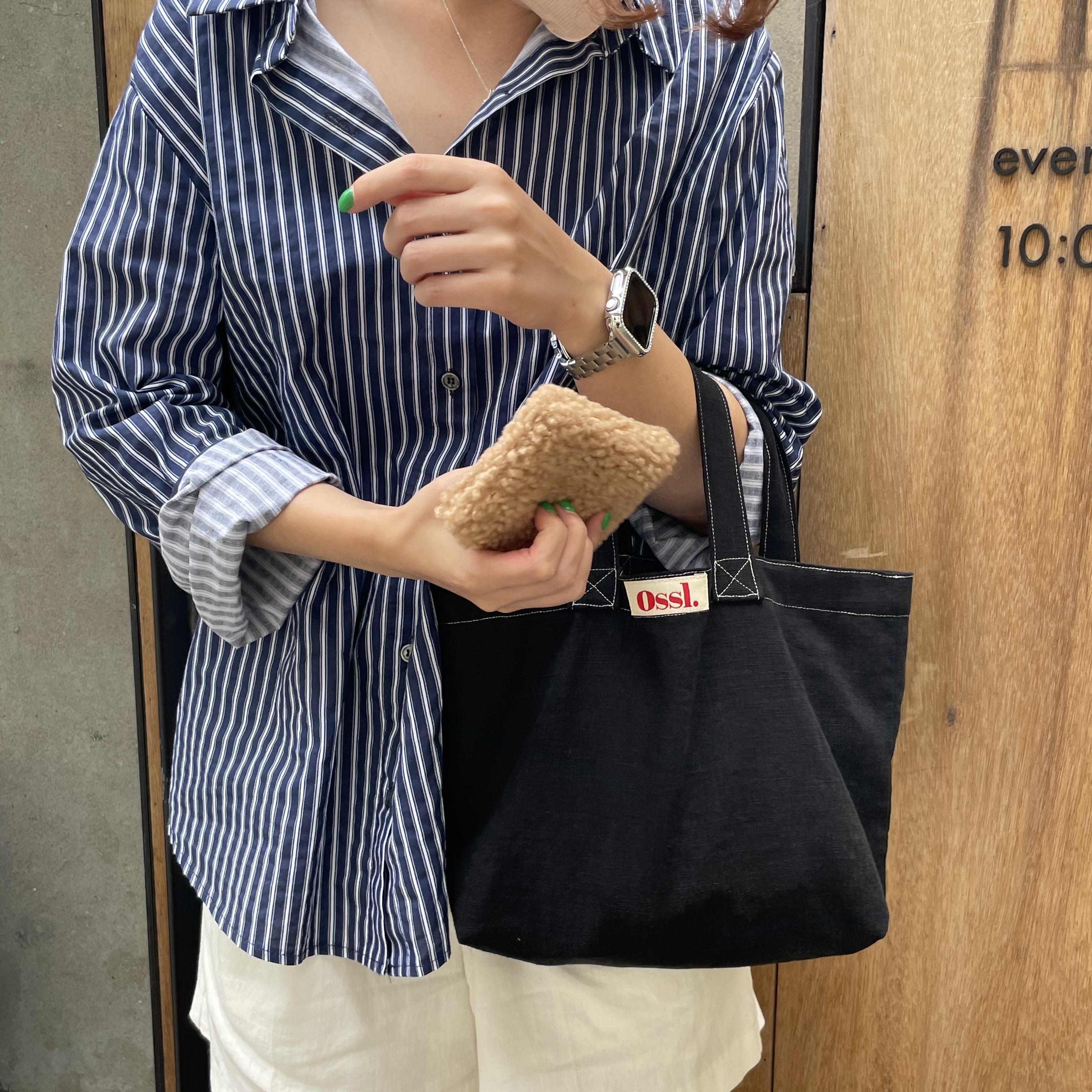 [Ossl] 오슬 스티치 린넨 코듀로이 골덴 토트백 미니 에코백 핸드메이드 가방