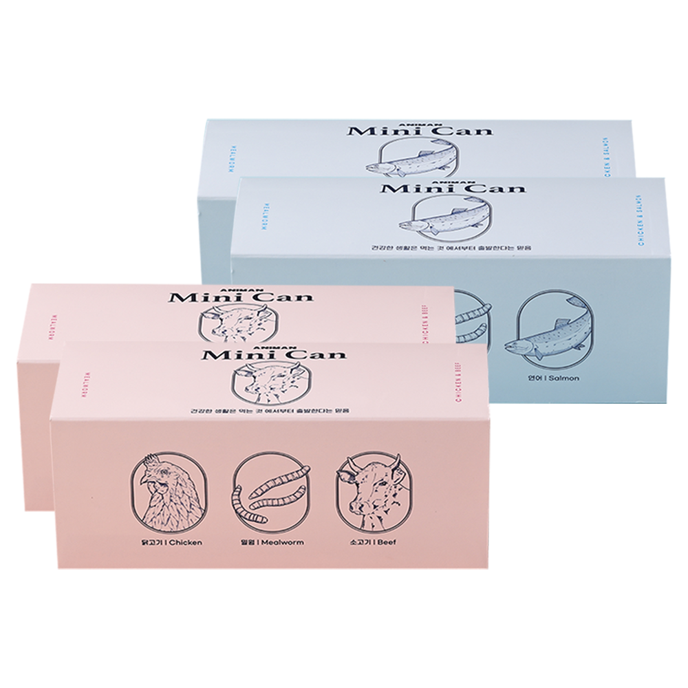 애니먼 애니캔 강아지 고양이 습식캔 소+연어, 30g, 24개