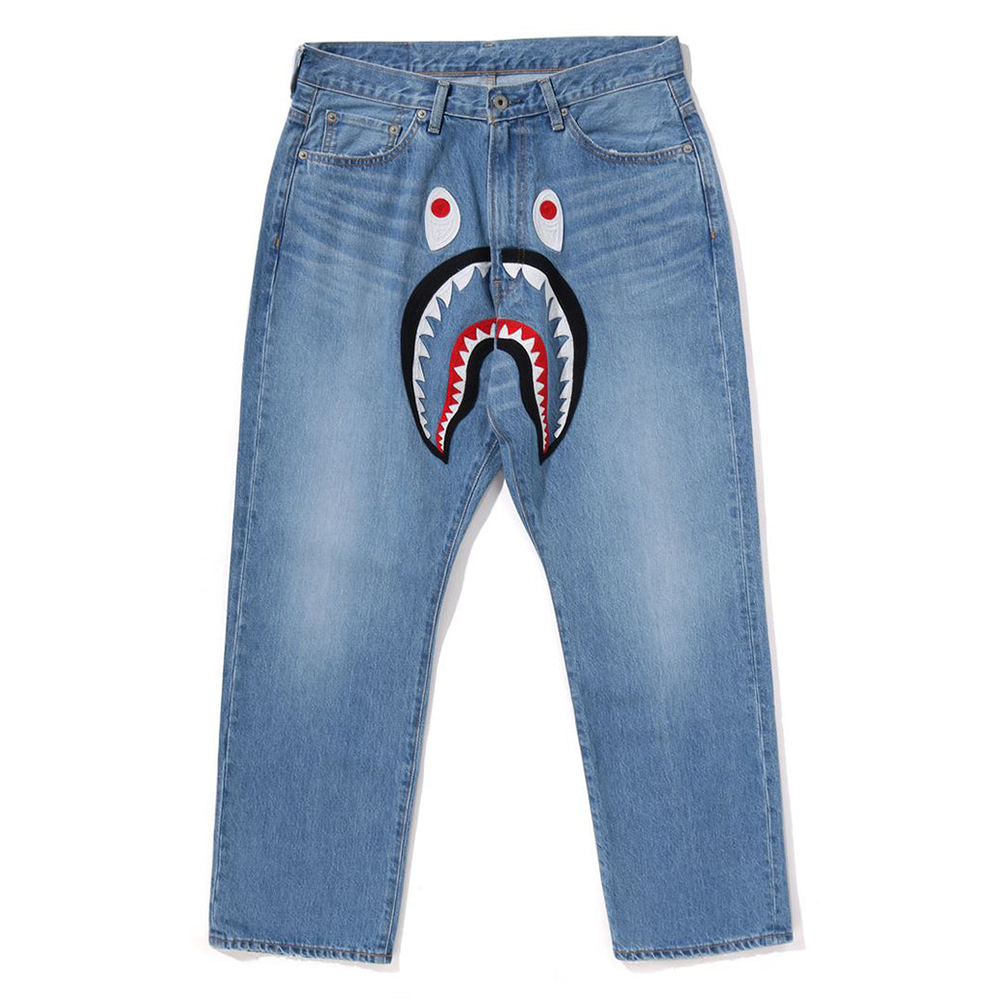 베이프 바지 SHARK LOOSE FIT 13 OZ DENIM PANTS 1L80-150-006 - 상품 이미지