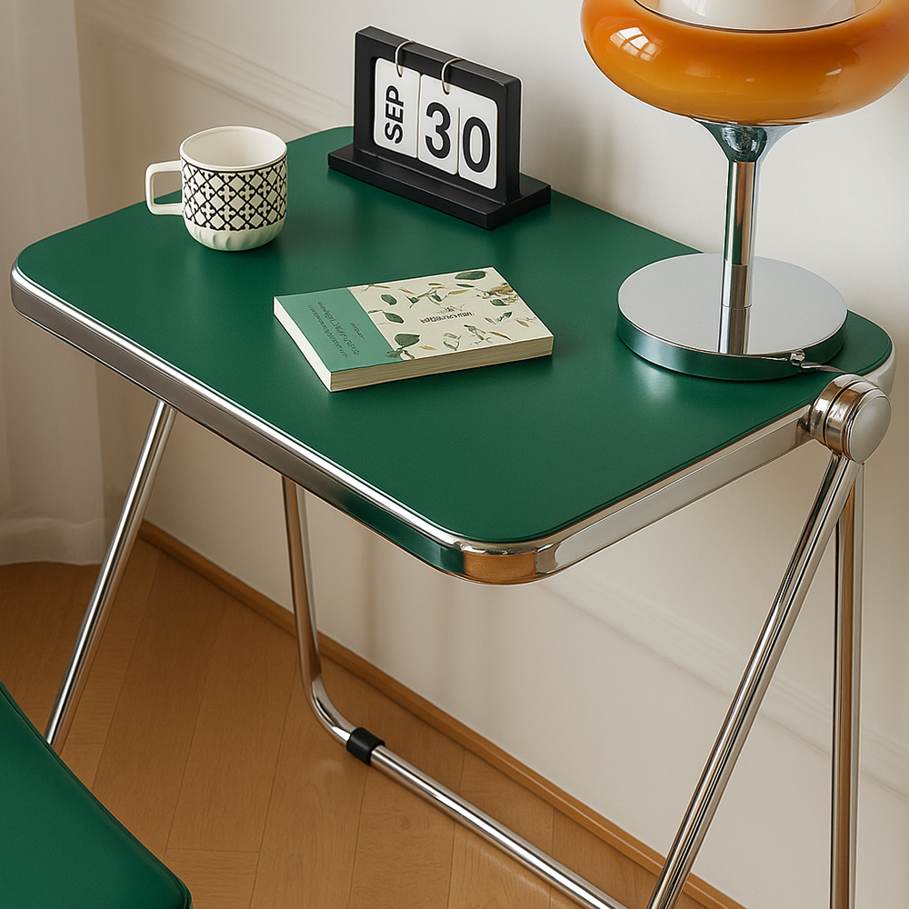 16피스 TZZ 접이식 폴딩 간이 다용도 접는 멀티 휴대용 미드센츄리 카페 크롬도금 테이블