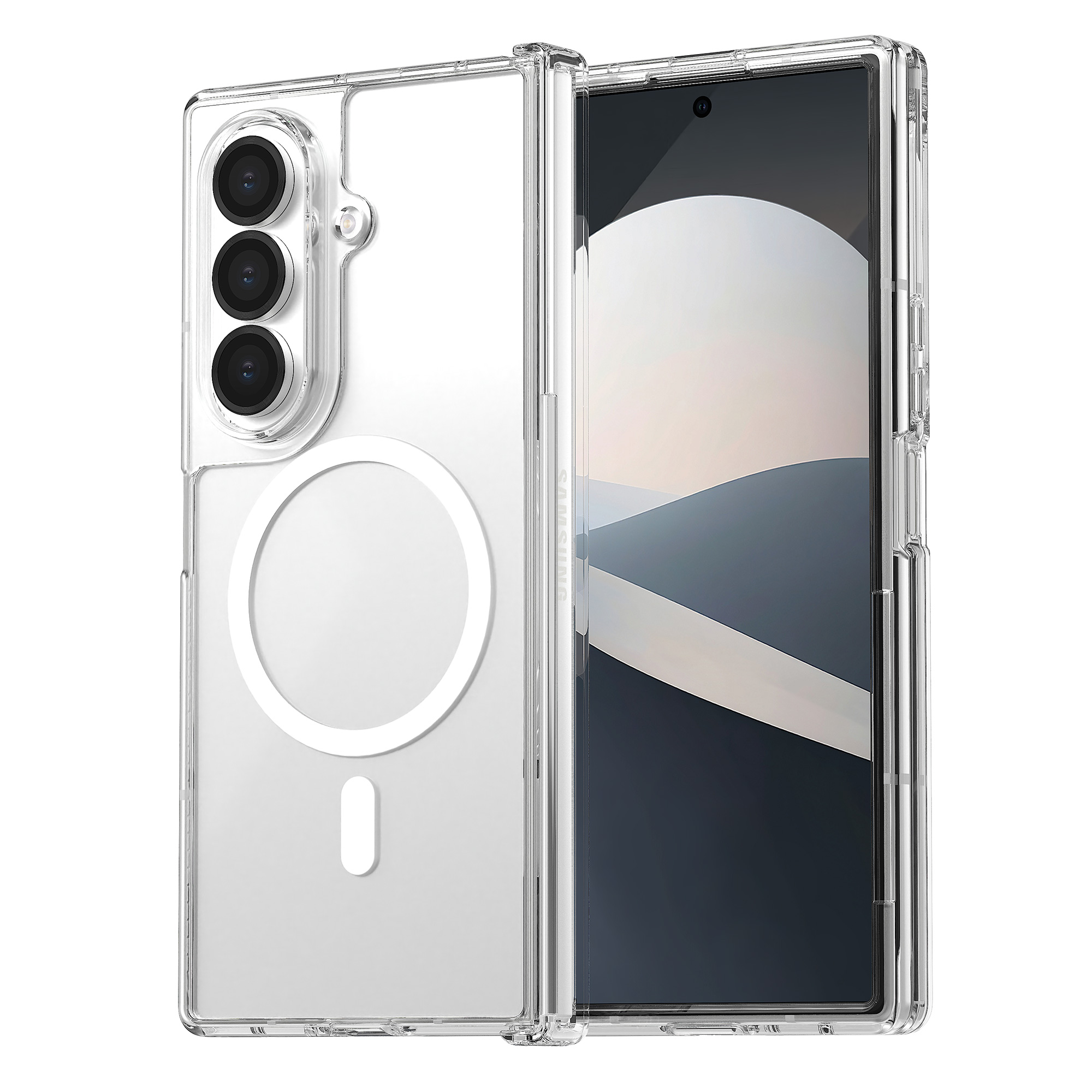 퓨어쉴드 2배자력 맥세이프 방탄 범퍼 케이스 투명, 갤럭시Z 폴드7