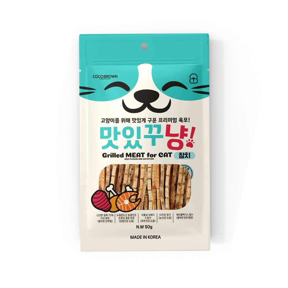맛있꾸냥 고양이간식 육포 오메가3 심장 눈 건강 명태+참치, 50g, 3개 - 상세 이미지 4