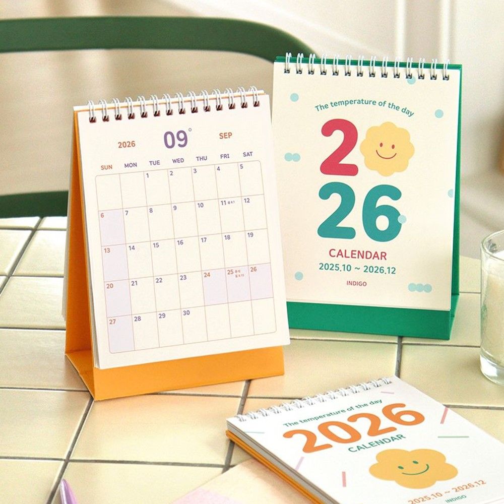 26년 미니달력 탁상 2026년 작은 캘린더 데스크 오늘의 온도 인디고 팝오렌지 - 상세 이미지 4