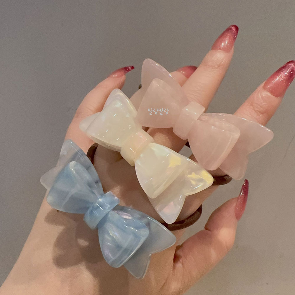 러블리 마블 리본헤어끈 머리방울 귀여운 똥머리 고무줄 - 상세 이미지 5