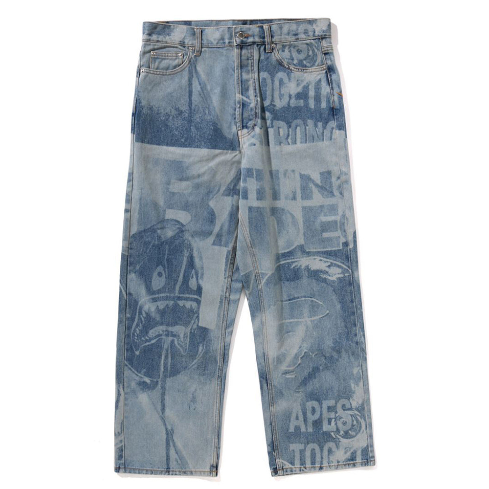 베이프 바지 OVERALL LASERED RELAXED FIT 13 OZ DENIM PANTS 1L80-150-303 - 상품 이미지