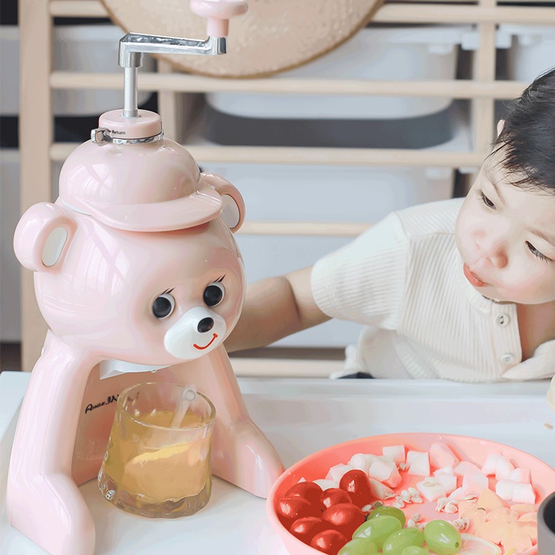 곰돌이 빙수기 료코짱 레트로 가정용 눈꽃 우유 팥빙수 카페 얼음가는 슬러시 각얼음 업소용 - 상세 이미지 5