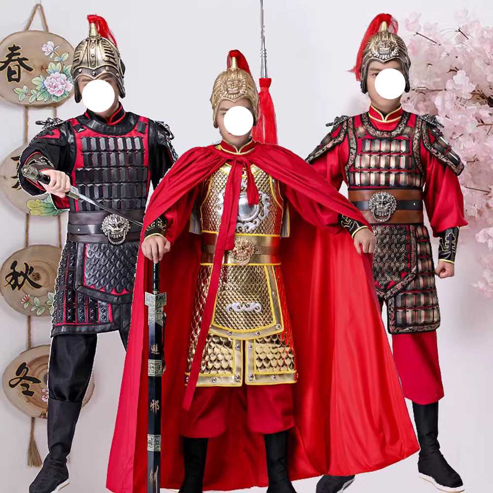 고대 중국 갑옷 장군 복장 코스프레 군복 옛날 사극 A형 갑옷+모자(세트) - 상세 이미지 3