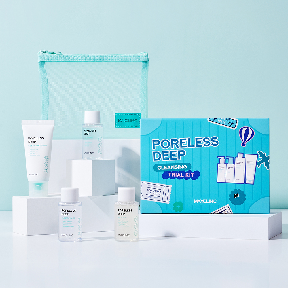 맥스클리닉 포어리스 딥 클렌징 트라이얼 KIT 4종+파우치 - 상품 이미지