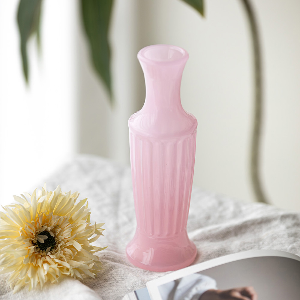 프렌치 밀크 틴트 글라스 인테리어 화병 빈티지 꽃병 이미지 7