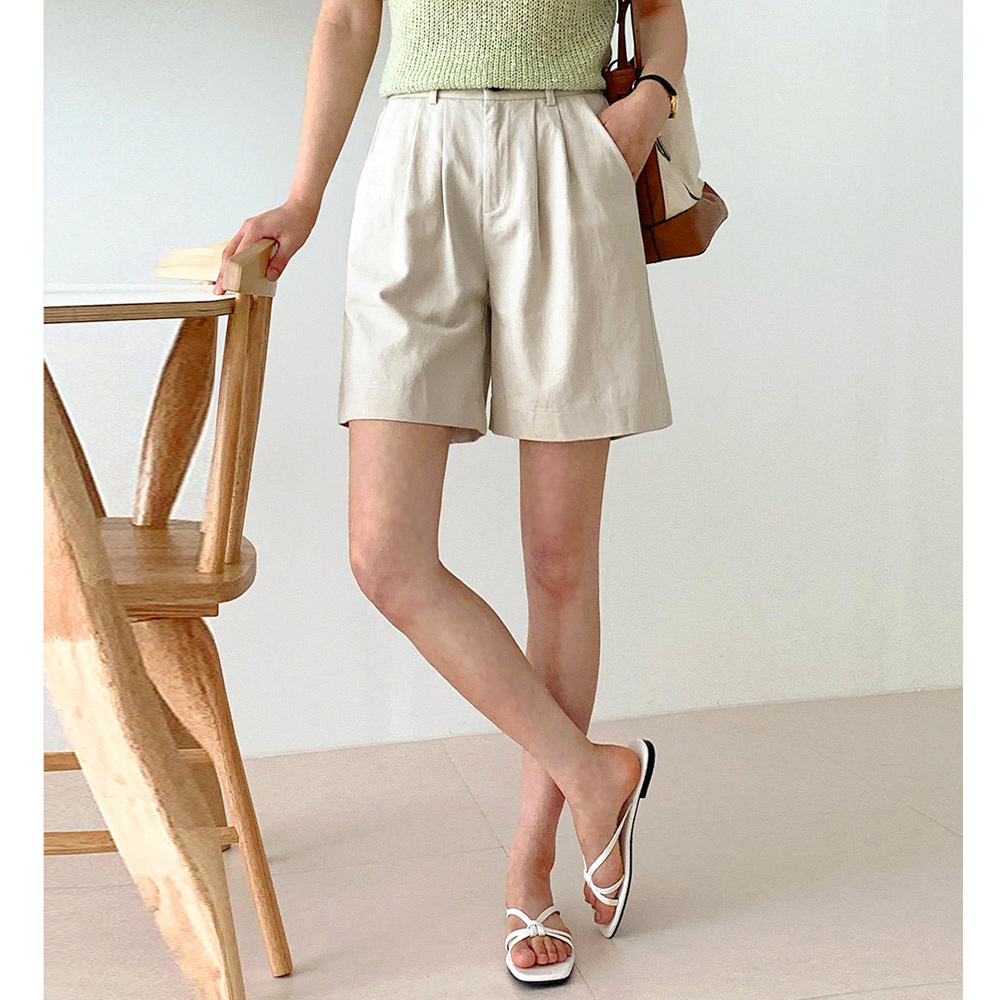 린넨 하프팬츠 여름 데일리 세미와이드 여성 린넨 반바지 원데이핏 ONeday fit - 상품 이미지