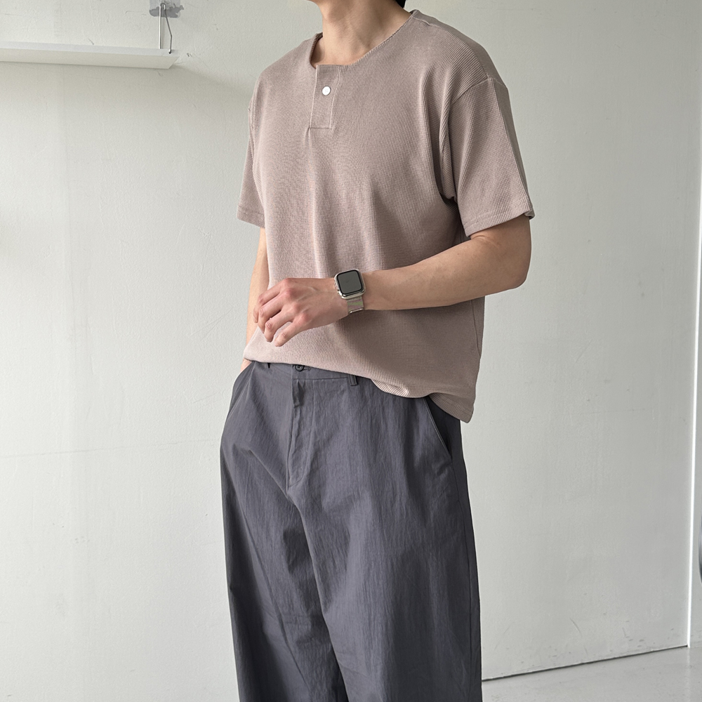 남자 반팔티 여름 쿨 피케 티셔츠 헨리넥 반팔 - 상세 이미지 3