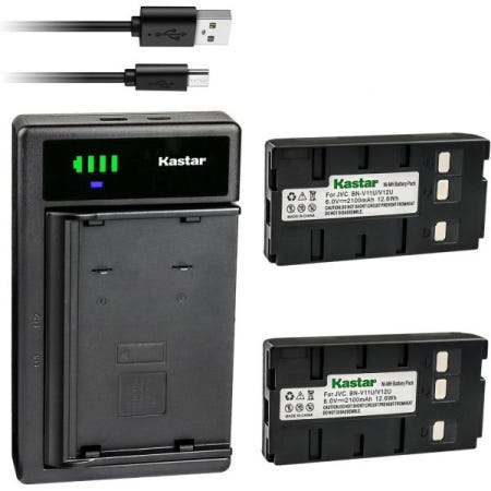 [해외]카스타 2팩 배터리 및 스마트 USB 충전기 교체용 파나소닉 PV-L550 PV-L780D PV-L850 PV-L858 캠코더, BP-12 BP-15 BP-18 PV-213