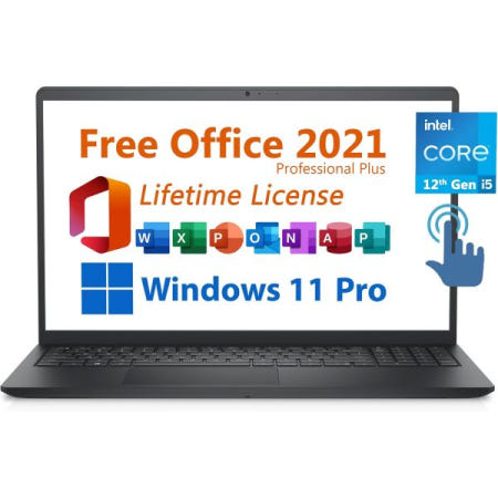 [해외]Dell 2024 Inspiron 15 비즈니스 노트북, 평생 라이선스가 있는 무료 Microsoft Office 2021, 15.6 터치스크린 FHD, 인텔 10코어 i5