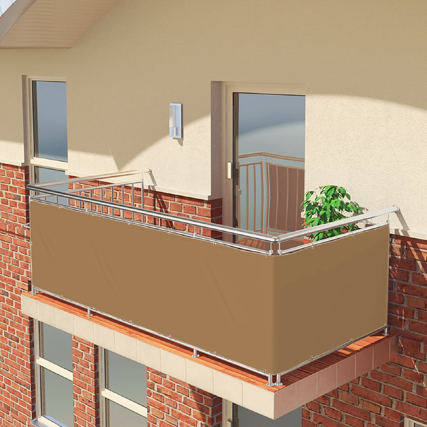 썬키다 발코니 테라스 베란다 가림막 옥상 난간 가리개 크림화이트 0.9x5m