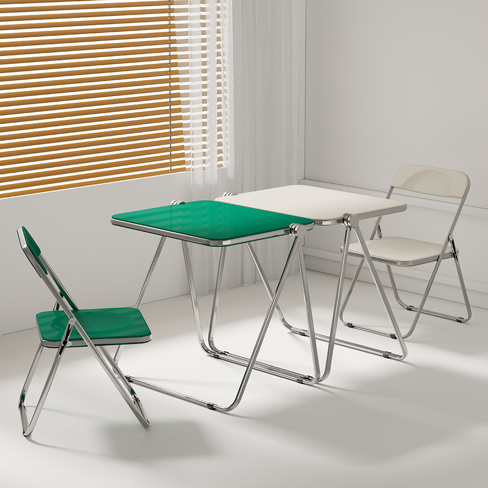 16피스 TZZ 접이식 폴딩 간이 다용도 접는 멀티 휴대용 미드센츄리 카페 크롬도금 테이블