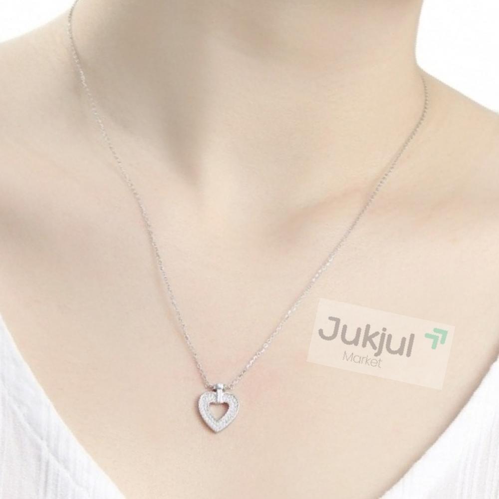 적절상회 백금도금 유니크 하트 목걸이 도금목걸이줄 : 적절상회