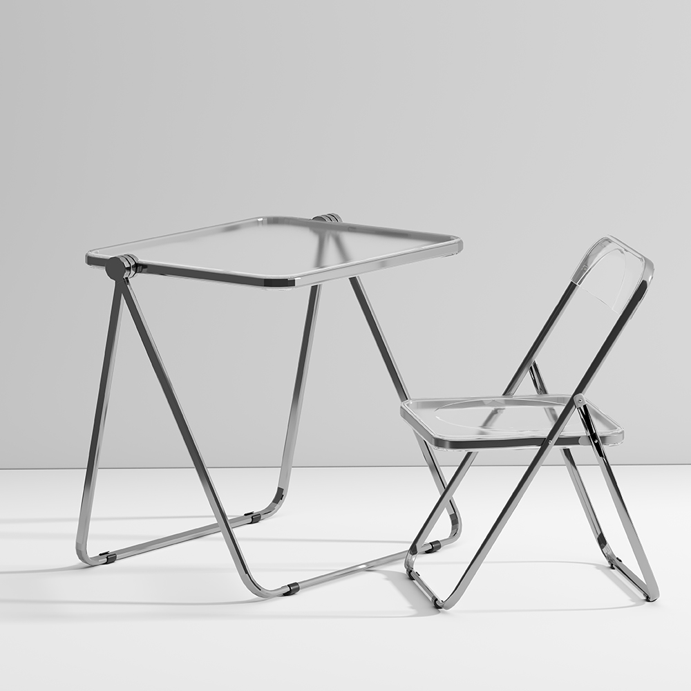 16피스 TZZ 접이식 폴딩 간이 다용도 접는 멀티 휴대용 미드센츄리 카페 크롬도금 테이블