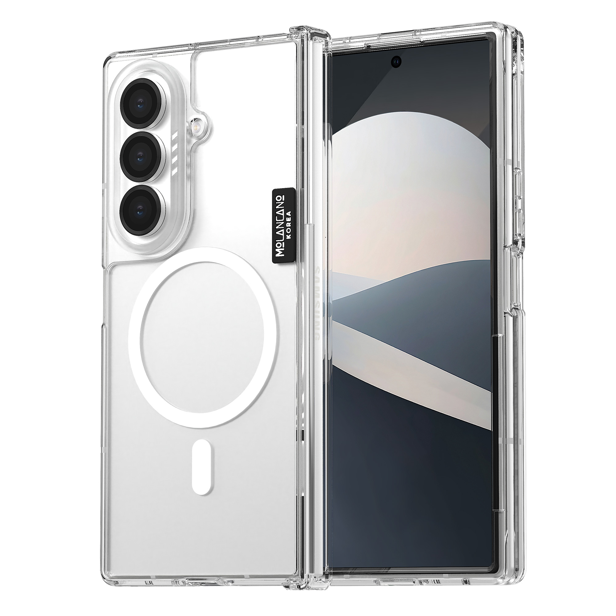 크리스탈 2배자력 맥세이프 방탄 범퍼 젤하드 클리어 케이스 투명, 갤럭시Z 폴드7