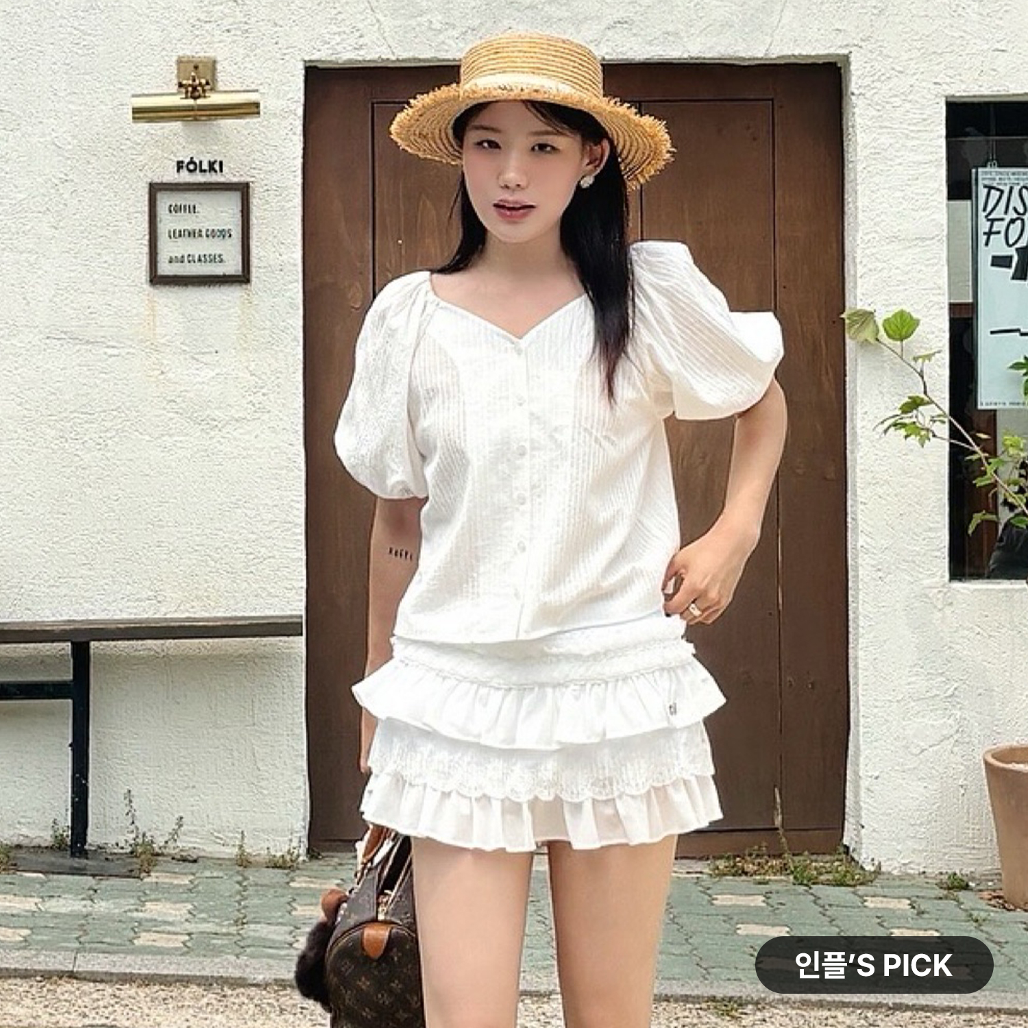 [제로스트릿] 키튼 퍼프 레이스 블라우스 KITTEN PUFF LACE BLOUSE / WHITE - 상세 이미지 4
