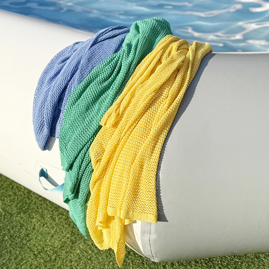 피넛버터젤리 뉴컬러 블루 그린 옐로우 모달 망사 니트 블랭킷 캠핑 유모차 수영 비치담요