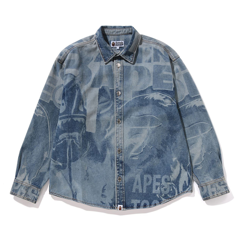 베이프 셔츠 OVERALL LASERED DENIM LS SHIRT 1L80-131-303 - 상품 이미지
