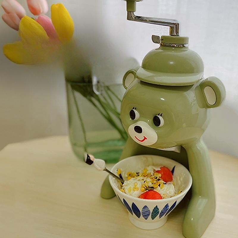 곰돌이 빙수기 료코짱 레트로 가정용 눈꽃 우유 팥빙수 카페 얼음가는 슬러시 각얼음 업소용 - 상품 이미지