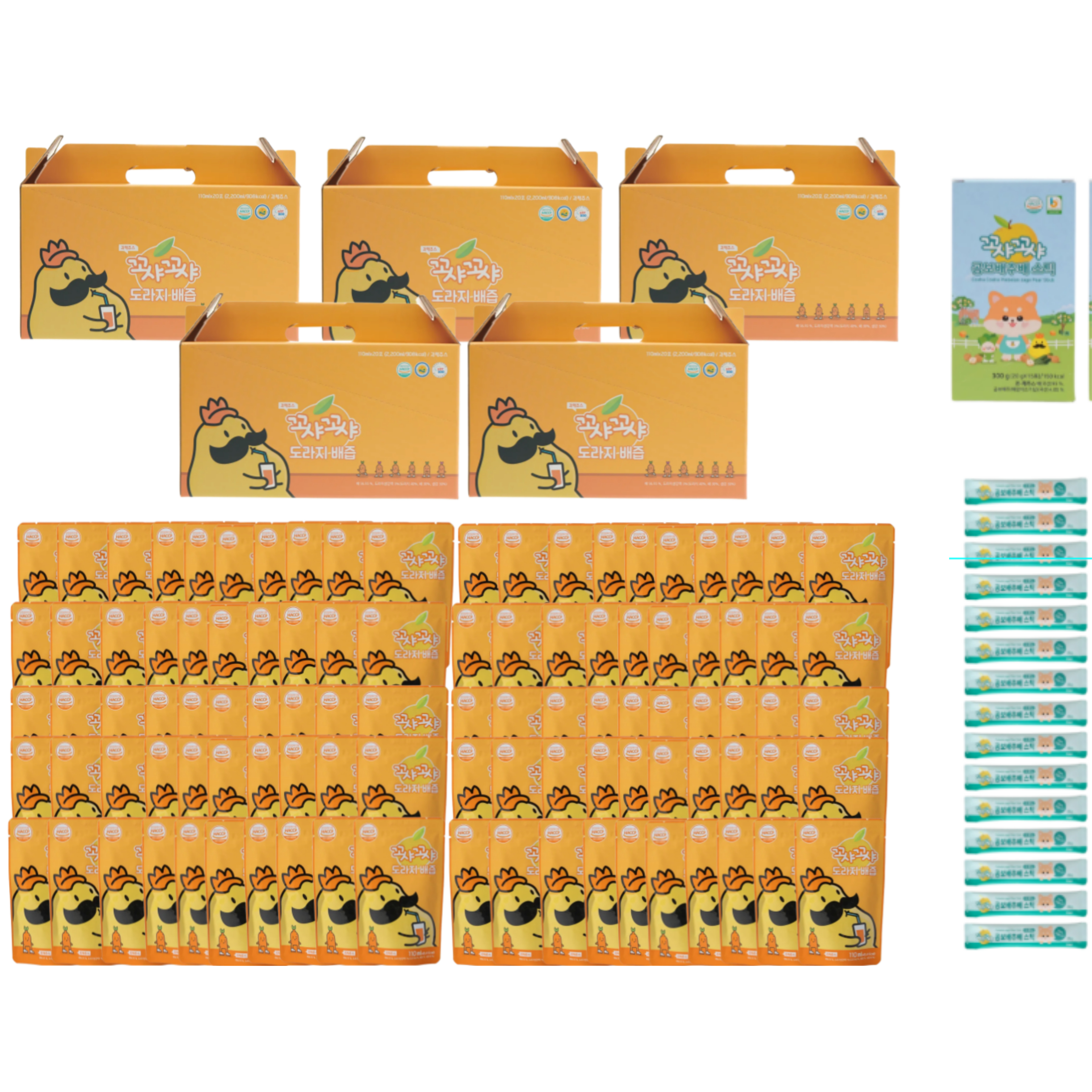 [꼬샤꼬샤] 도라지배즙 110mlx100포 스탠딩형+ 곰보배추배스틱15포