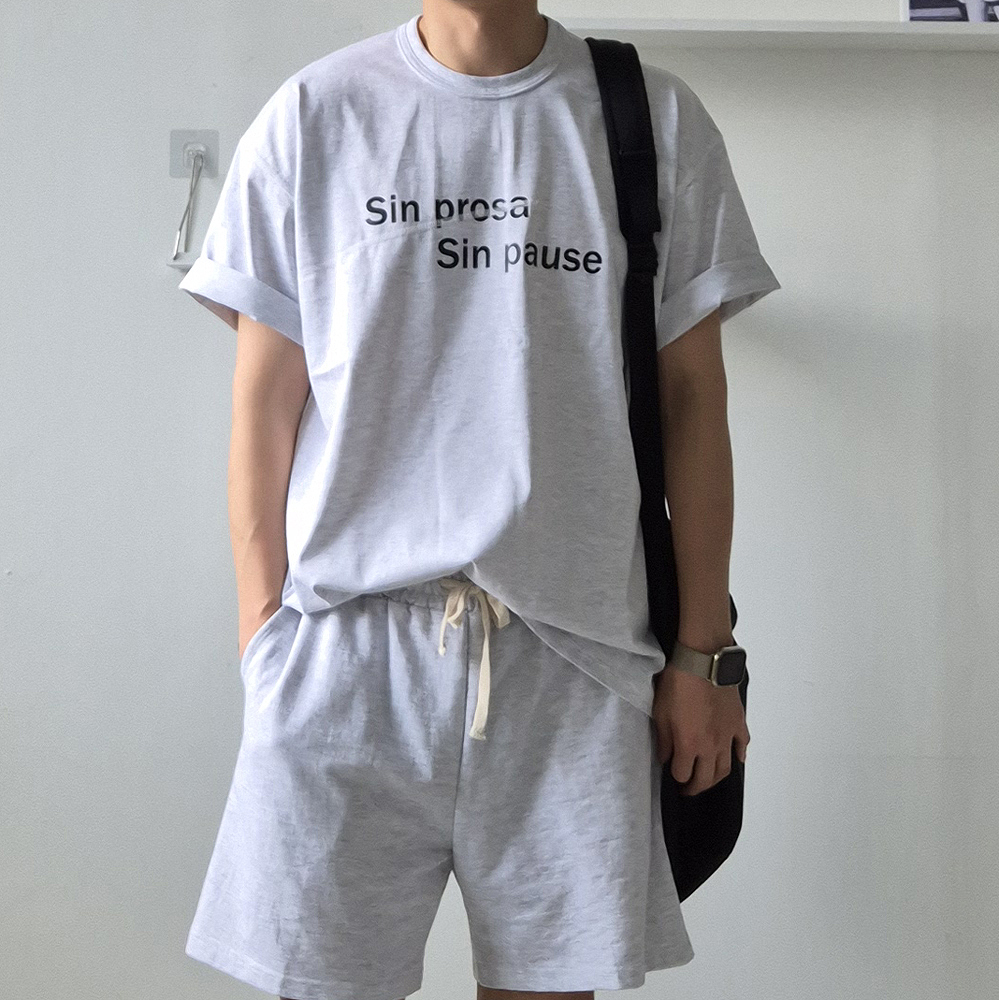 남자반팔티 자수 레터링 여름 티셔츠 남자오버핏반팔 - 상세 이미지 3