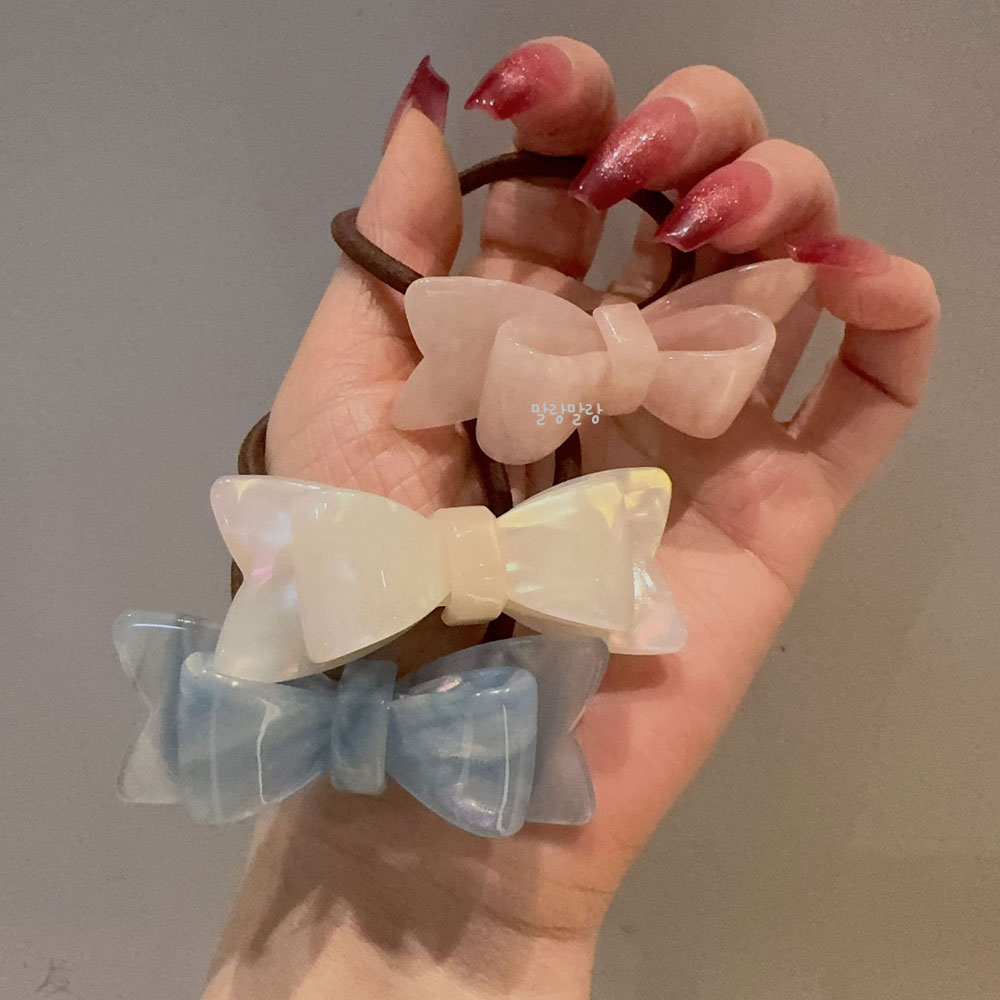 러블리 마블 리본헤어끈 머리방울 귀여운 똥머리 고무줄 - 상세 이미지 4