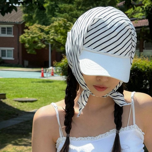 스카프볼캡 캡모자 두건 휴양지 기미가리는 모자 스트라이프 이미지 8