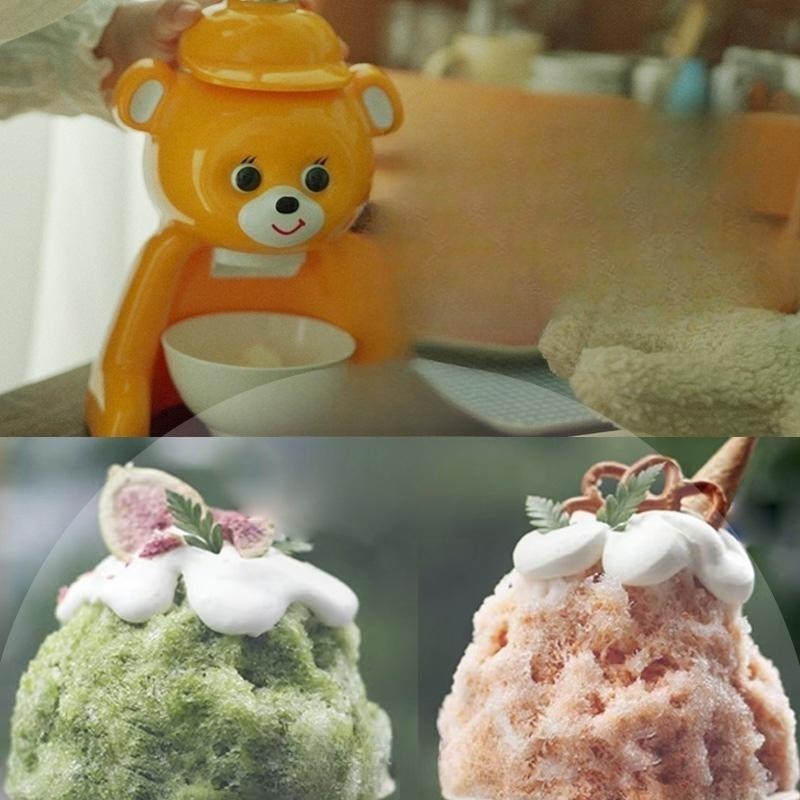 곰돌이 빙수기 료코짱 레트로 가정용 눈꽃 우유 팥빙수 카페 얼음가는 슬러시 각얼음 업소용 - 상세 이미지 4