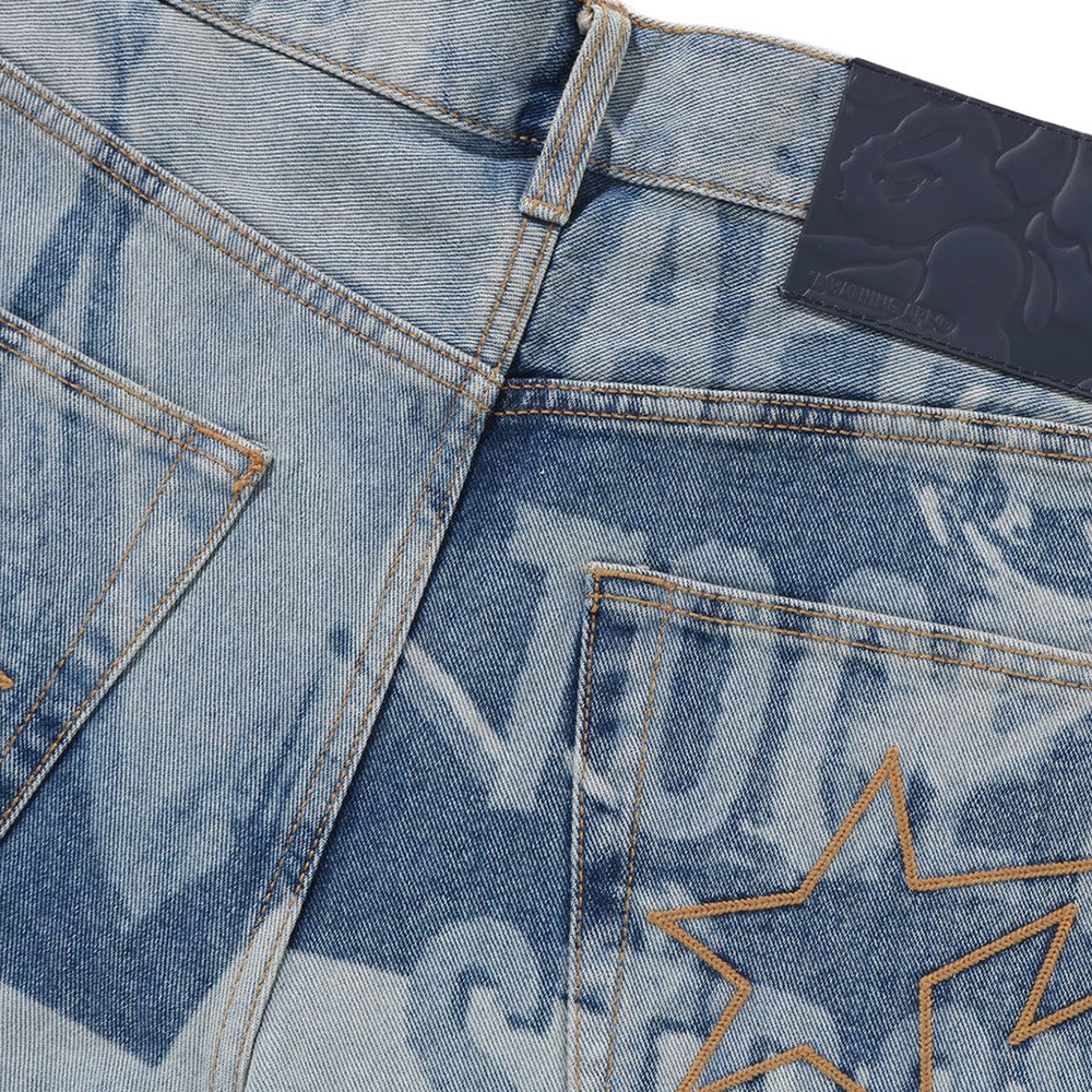 베이프 바지 OVERALL LASERED RELAXED FIT 13 OZ DENIM PANTS 1L80-150-303 - 상세 이미지 3