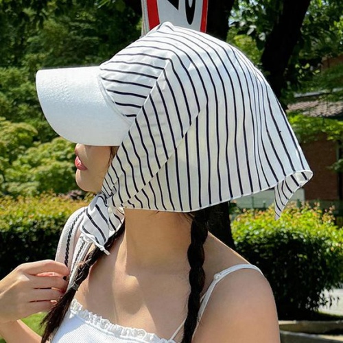 스카프볼캡 캡모자 두건 휴양지 기미가리는 모자 스트라이프 - 상세 이미지 2
