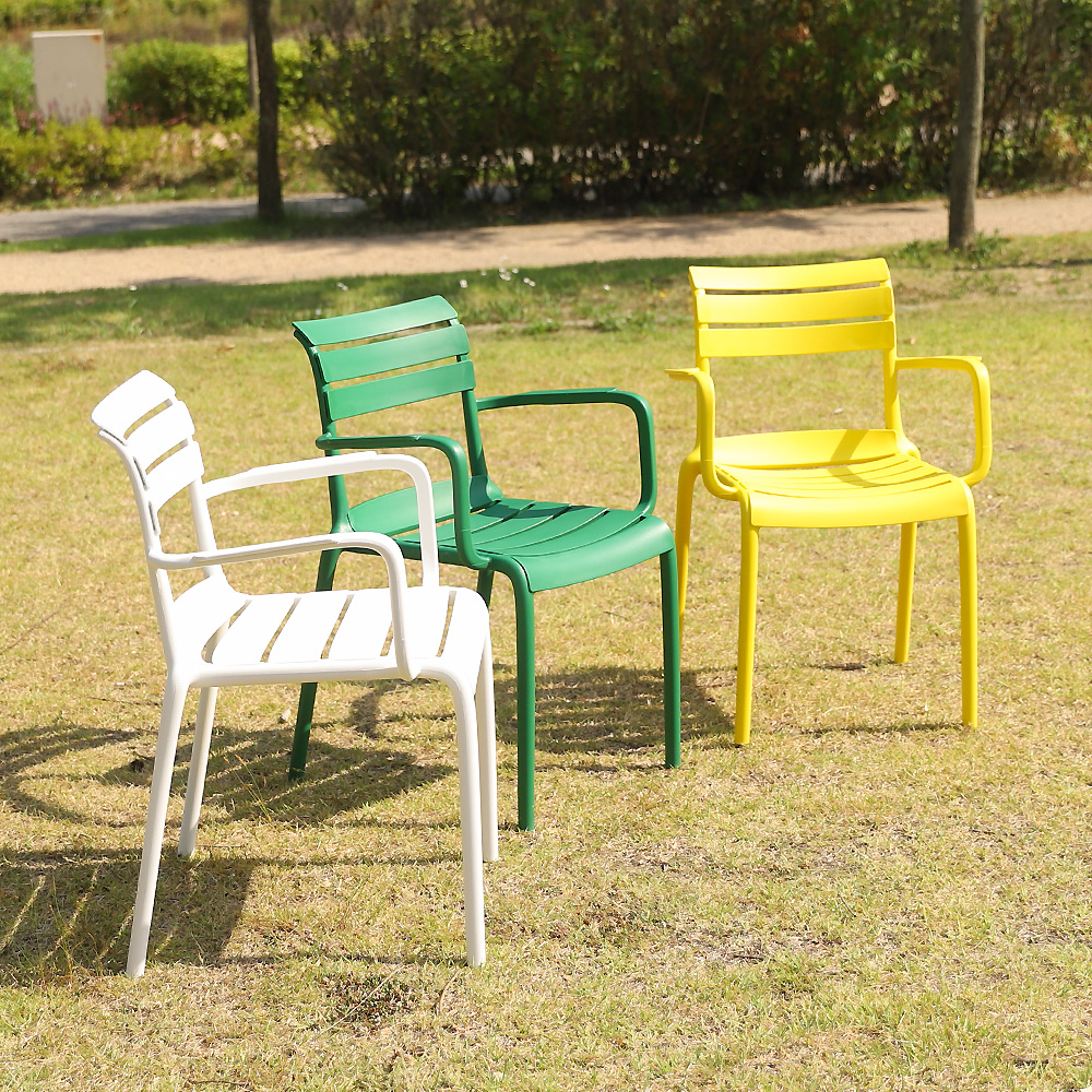 (2인세트)오로라 암체어 플라스틱 테라스 정원 카페 야외테이블 의자