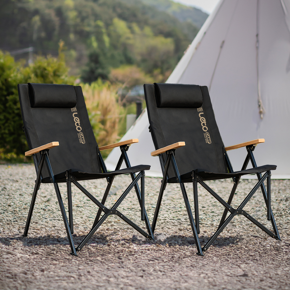 각도조절 릴렉스 접이식 롱 캠핑의자 체어 LCP-CA05, 블랙, 2개