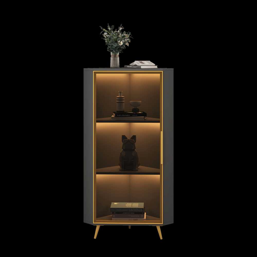 삼각 코너장 삼각장 모듈 거실 유리 다용도 인테리어 40x40x100 원목 3단 보드 - 상세 이미지 5