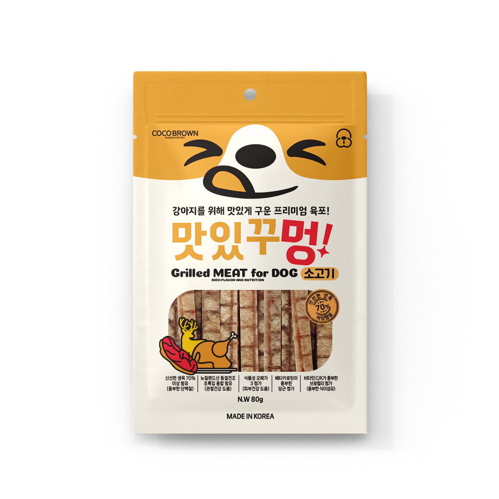 맛있꾸멍 강아지간식 육포 오메가3 심장 눈 면역력 명태+사슴, 80g, 3개 - 상세 이미지 3