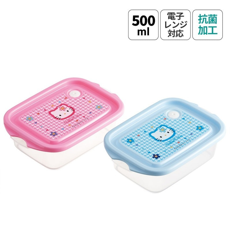 스케이터 산리오 헬로키티 얼굴꽃 캐릭터 항균 박스 보존용기 500ml FCN2WAG - 하카타몰