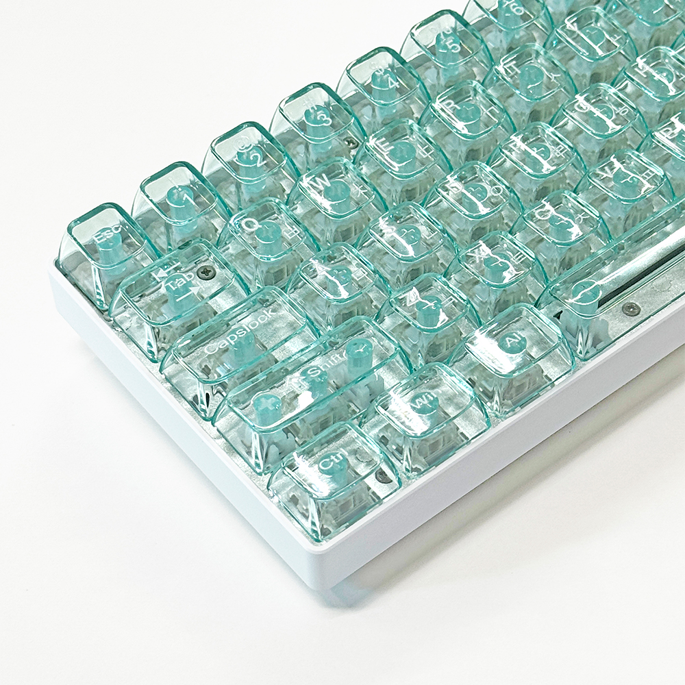 투명 키캡 아이스민트 투명컬러 한글각인 PC LED 투과 OEM 프로파일 기계식키보드 - 상품 이미지