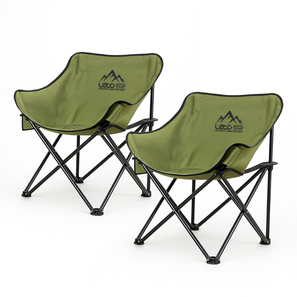 레토 경량 접이식 캠핑의자 넓은 와이드형 컴포트 체어 LCP-CL04, 카키, 2개
