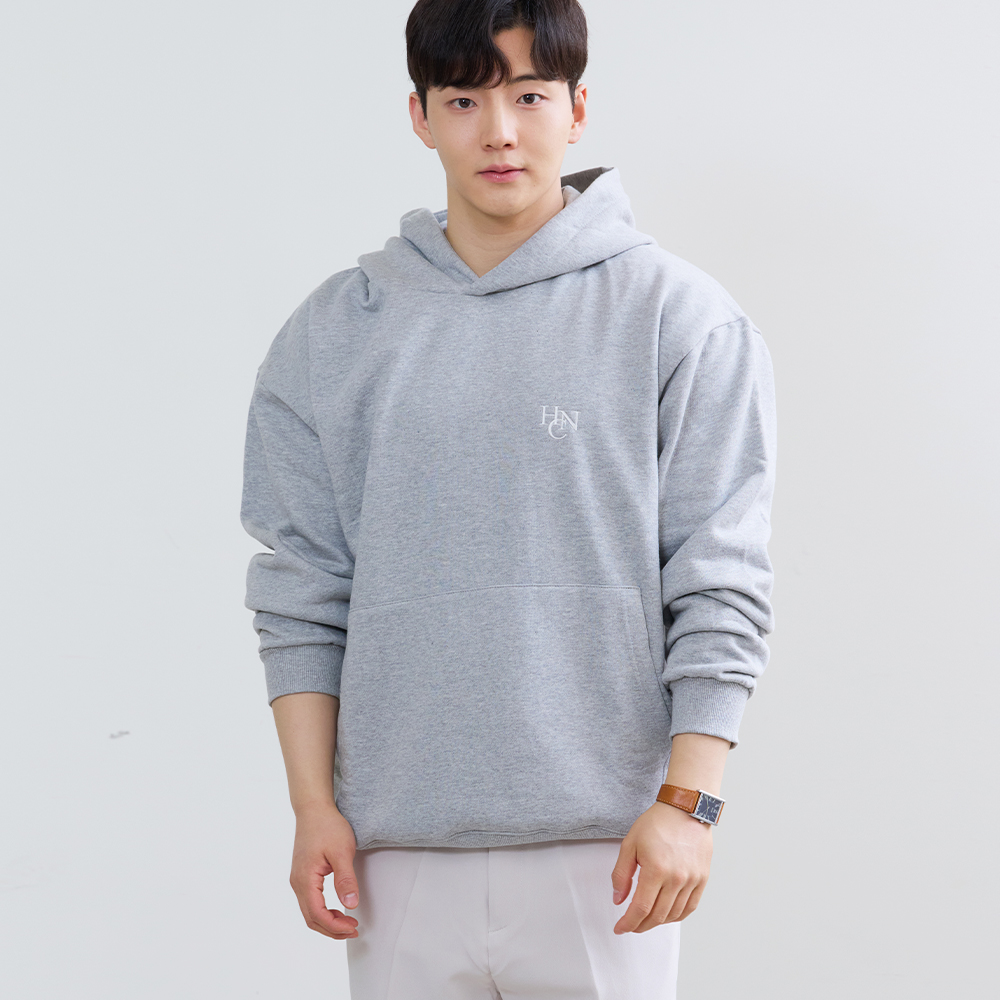 어깨넓어보이는 남자 오버핏 기모 자수 후드티 머슬핏 긴팔 이미지 1