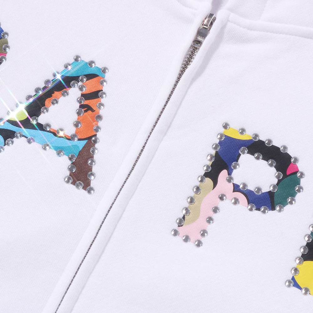 베이프 우먼즈 후드집업 MULTI CAMO CRYSTAL LOGO WIDE ZIP HOODIE 1L80-215-008 - 상세 이미지 5