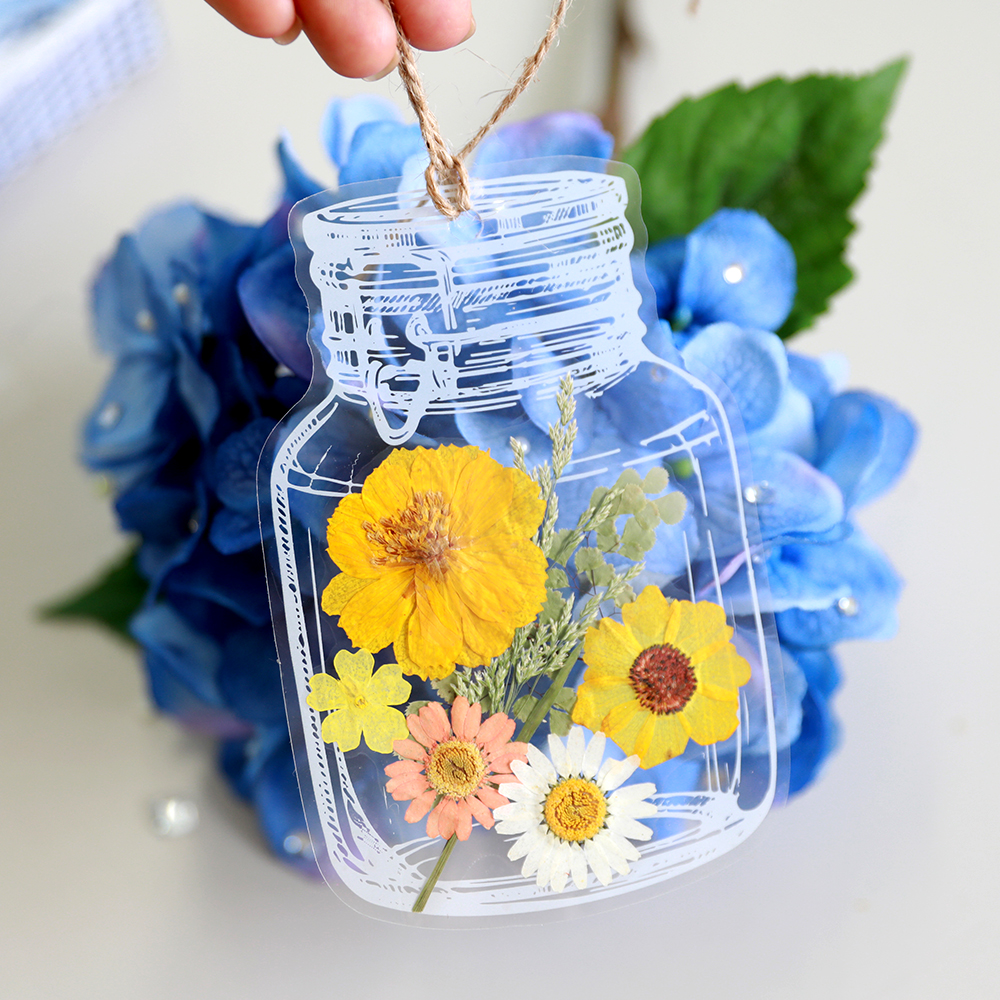 투명 압화 책갈피만들기 DIY 꽃 스티커 필름 북마크 꽃병E - 상품 이미지