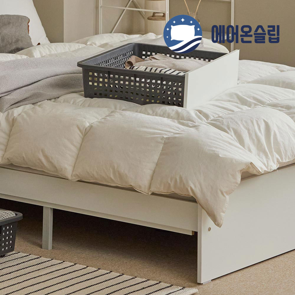 에어온슬립 E0 엘루인 LED 서랍침대+와이드선반 SS 슈퍼싱글 라이트오크